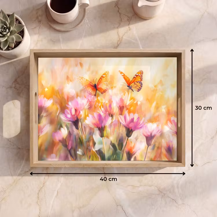 Dienblad - Vlinders - Oranje - Bloemen — 7