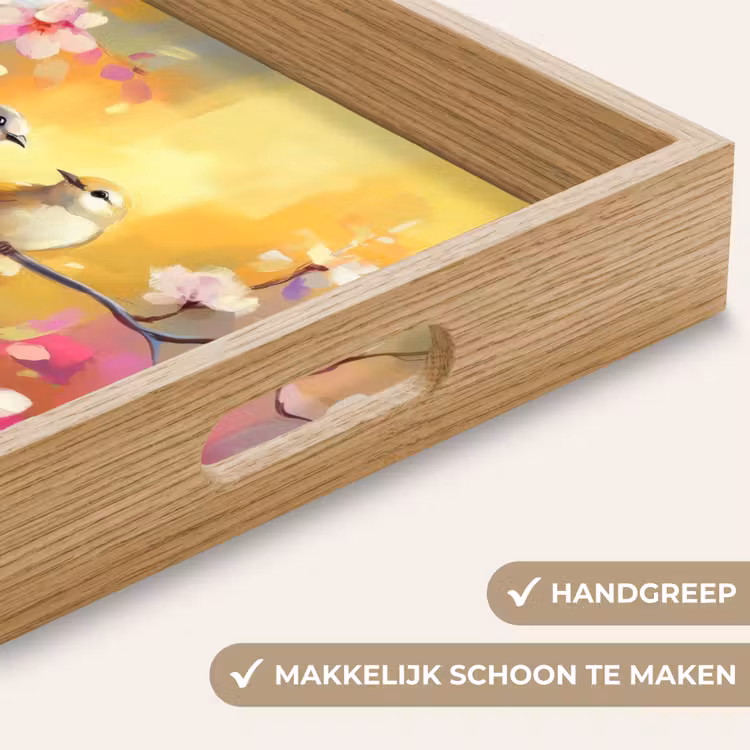 Dienblad - Vogels - Bloemen - Roze — 8