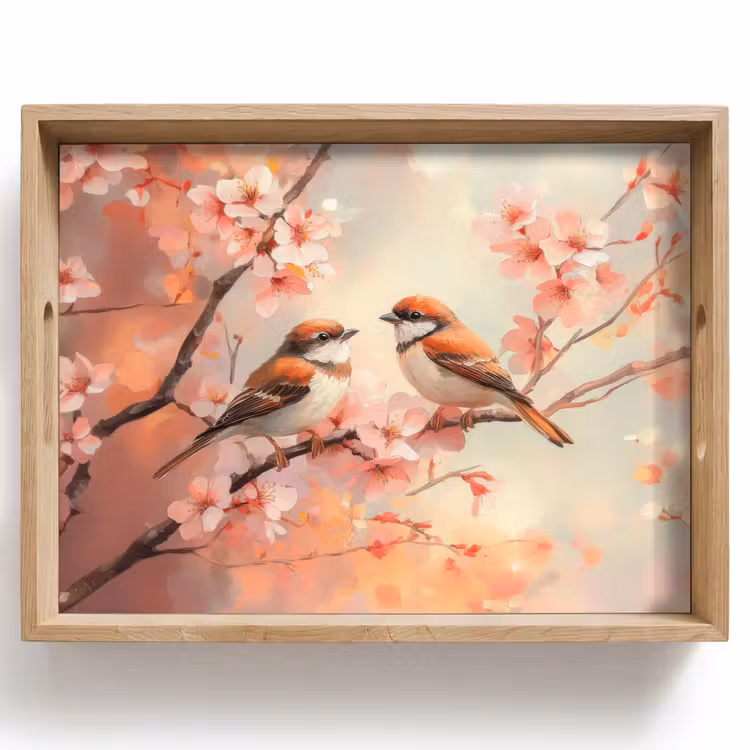 Dienblad - Vogels - Romantic - Bloesemtak — 1