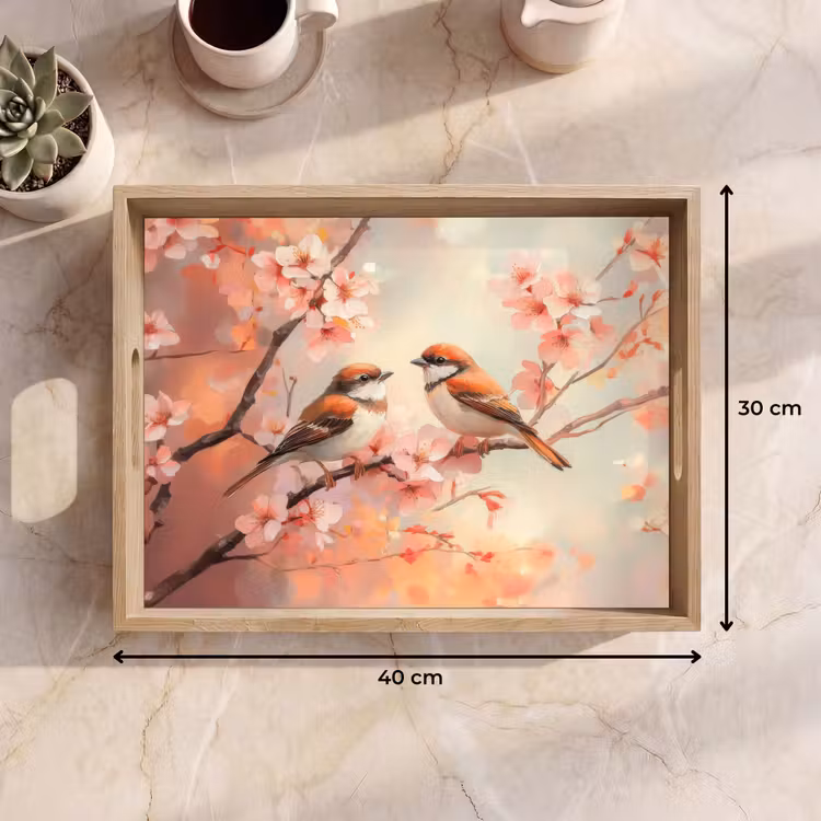 Dienblad - Vogels - Romantic - Bloesemtak — 7