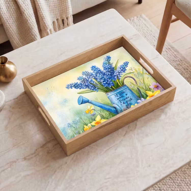 Dienblad - Lavendelbloemen - Quote - Gieter — 2