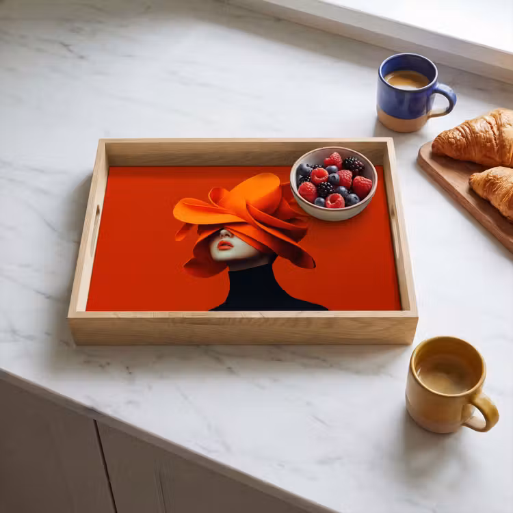 Dienblad - Oranje - Hoed - Vrouw — 3