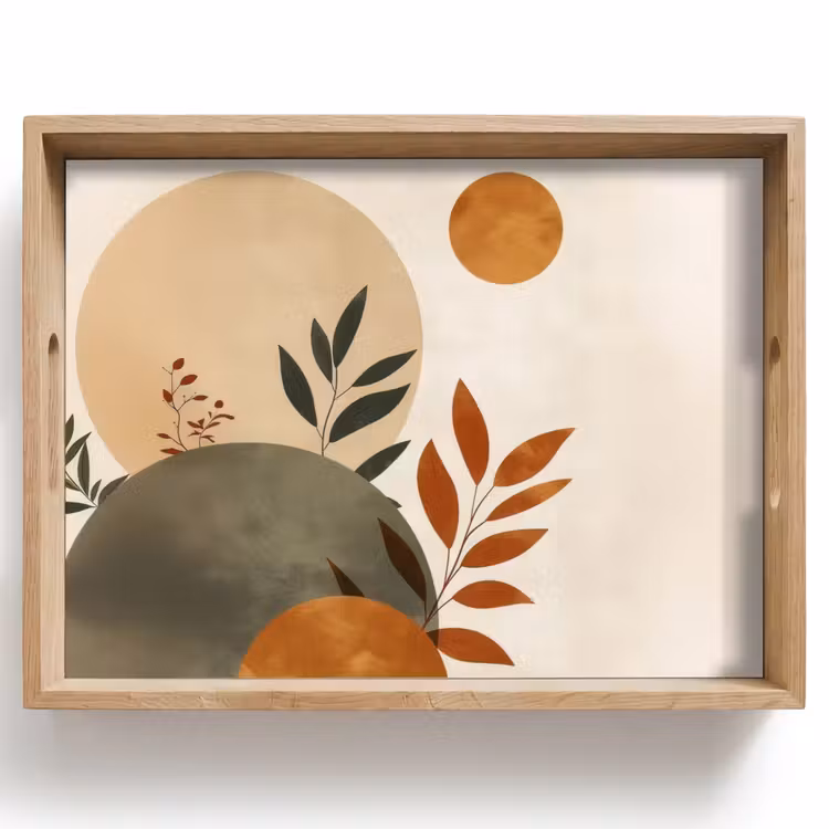 Dienblad - Vormen - Rond - Bladeren - Beige — 1