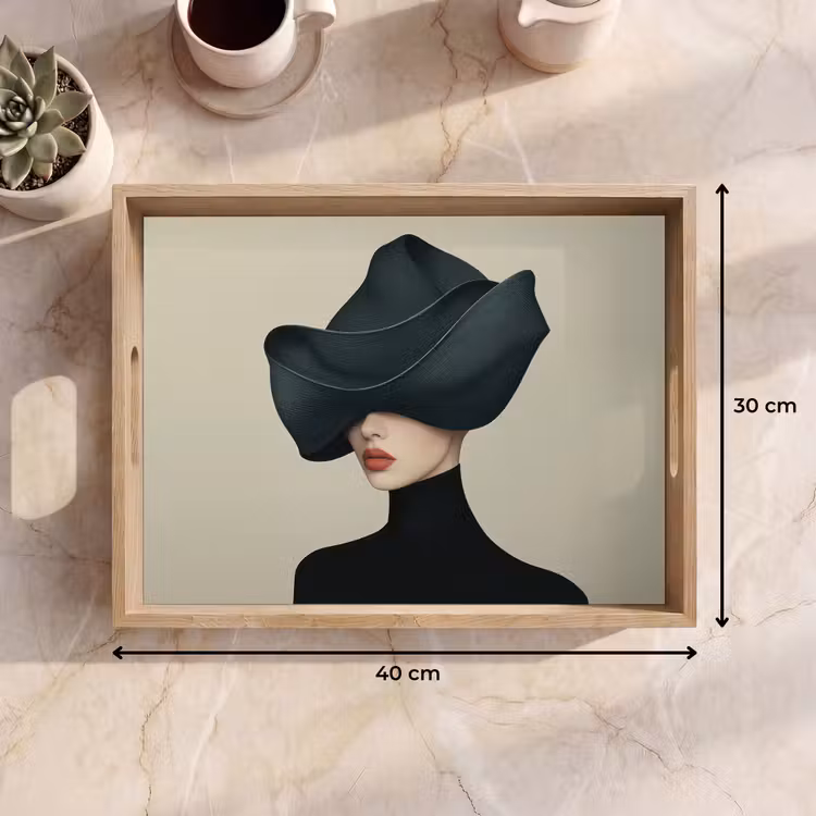 Dienblad - Vrouw - Groen - Hoed — 7