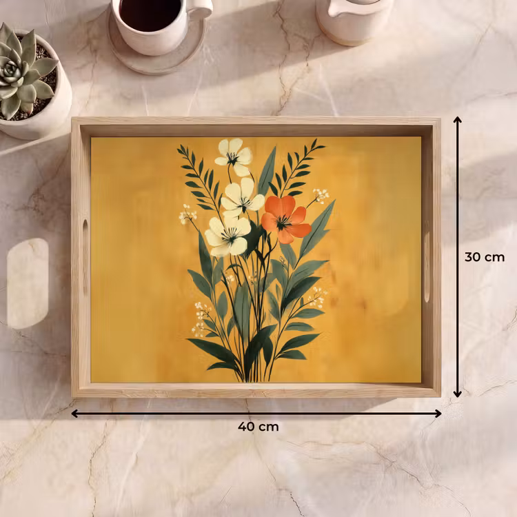 Dienblad - Bladeren - Boeket - Bloemen - Geel — 7