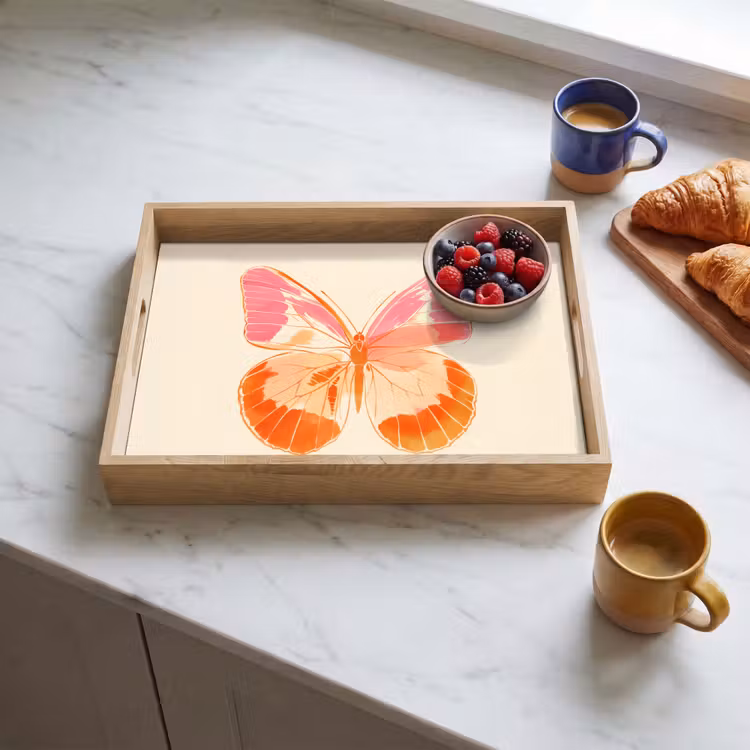 Dienblad - Oranje - Vlinder - Minimalistisch — 3