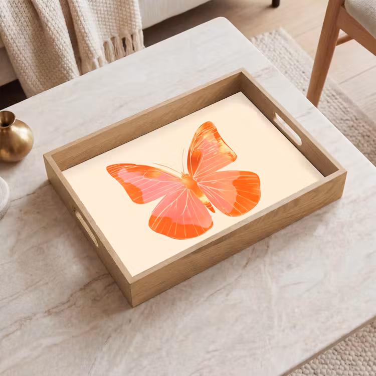 Dienblad - Vlinder - Minimalistisch - Roze — 2