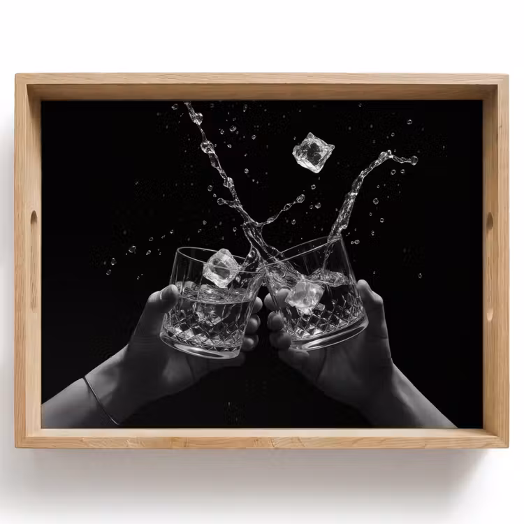 Dienblad - Whiskyglazen - Ijs - Spetters - Zwart — 1