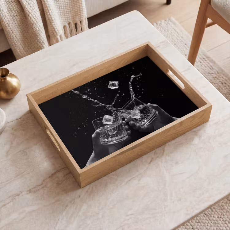 Dienblad - Whiskyglazen - Ijs - Spetters - Zwart — 2