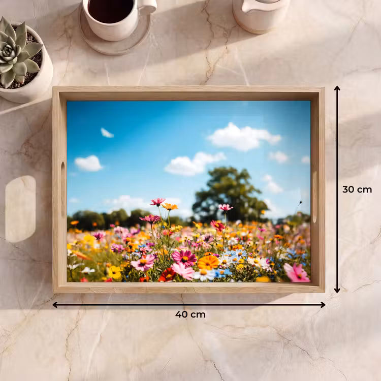 Dienblad - Bloemenweide - Blauw - Lucht - Kleuren — 7