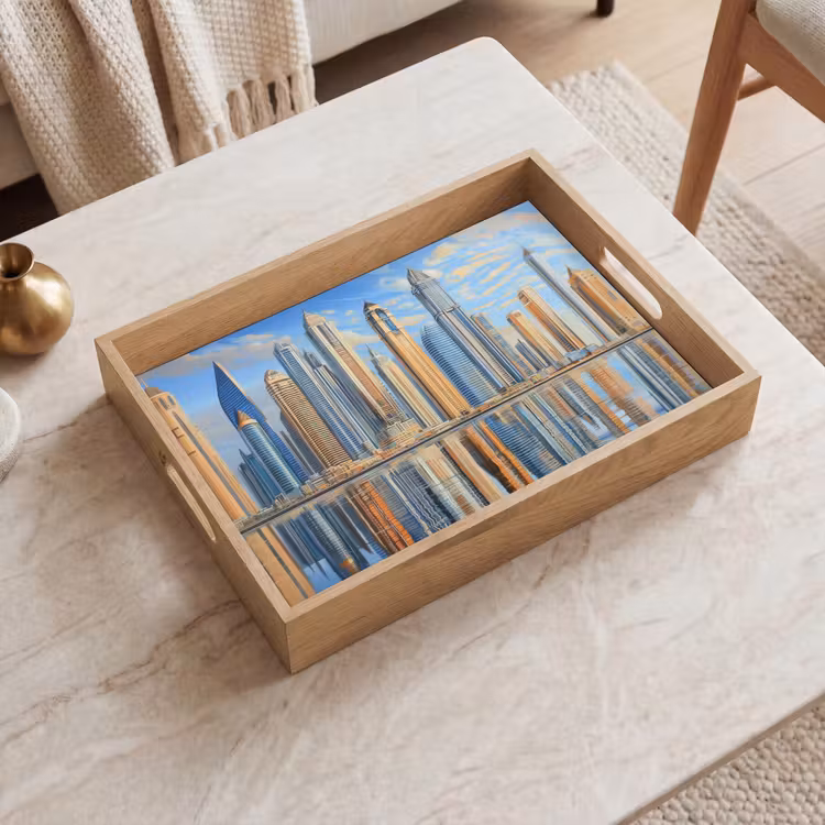 Dienblad - Skyline - Wolkenkrabbers - Water - Blauw — 2