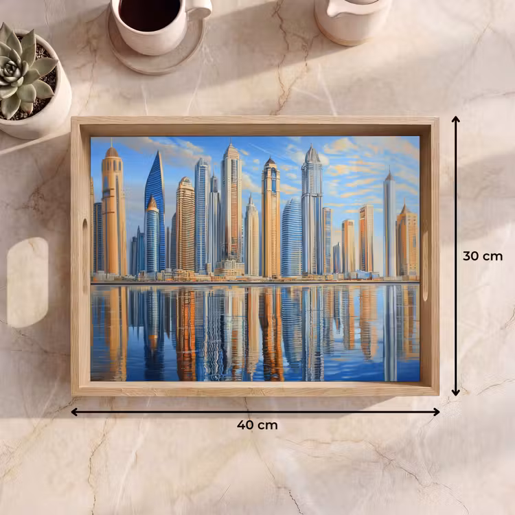 Dienblad - Skyline - Wolkenkrabbers - Water - Blauw — 7