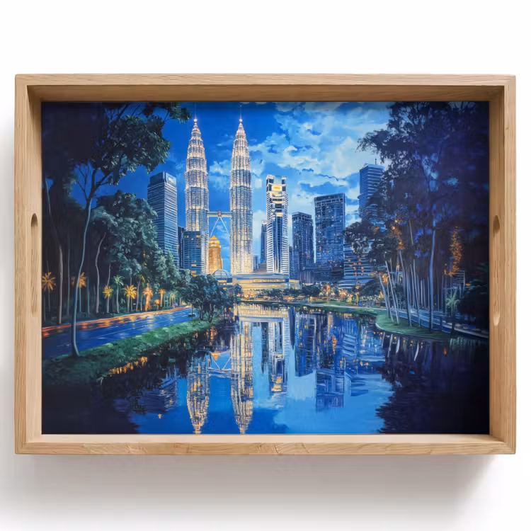 Dienblad - Stad Kuala Lumpur - Skyline - Wolkenkrabbers - Water — 1