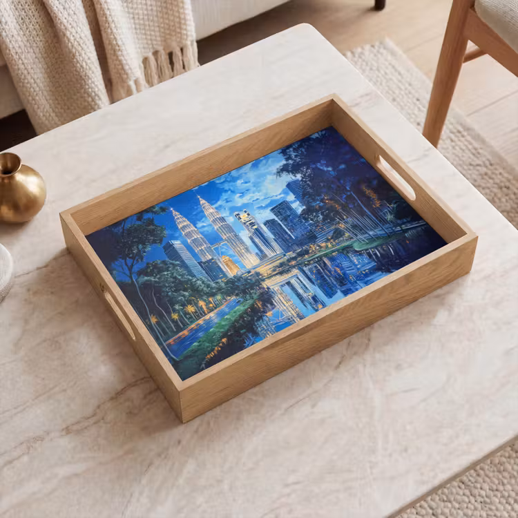 Dienblad - Stad Kuala Lumpur - Skyline - Wolkenkrabbers - Water — 2