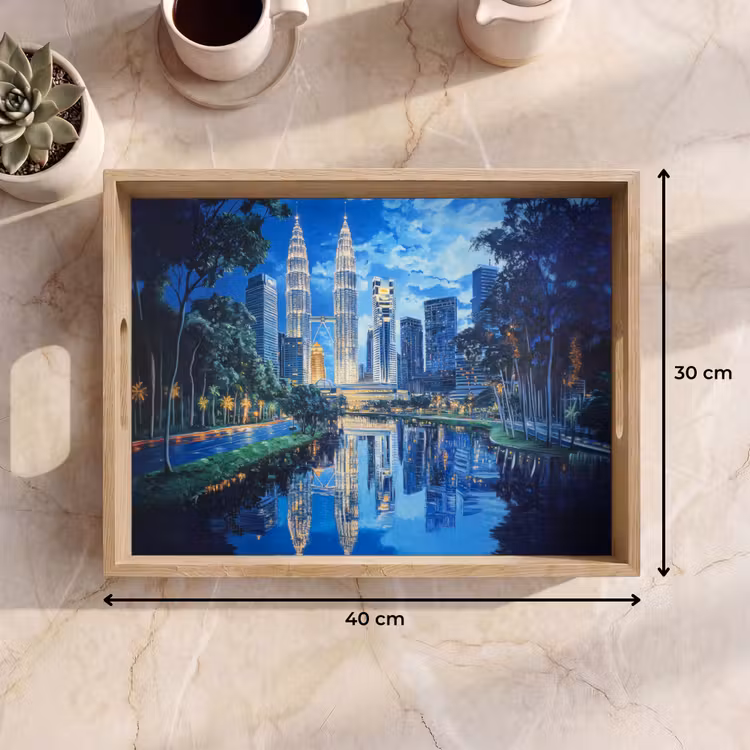 Dienblad - Stad Kuala Lumpur - Skyline - Wolkenkrabbers - Water — 7