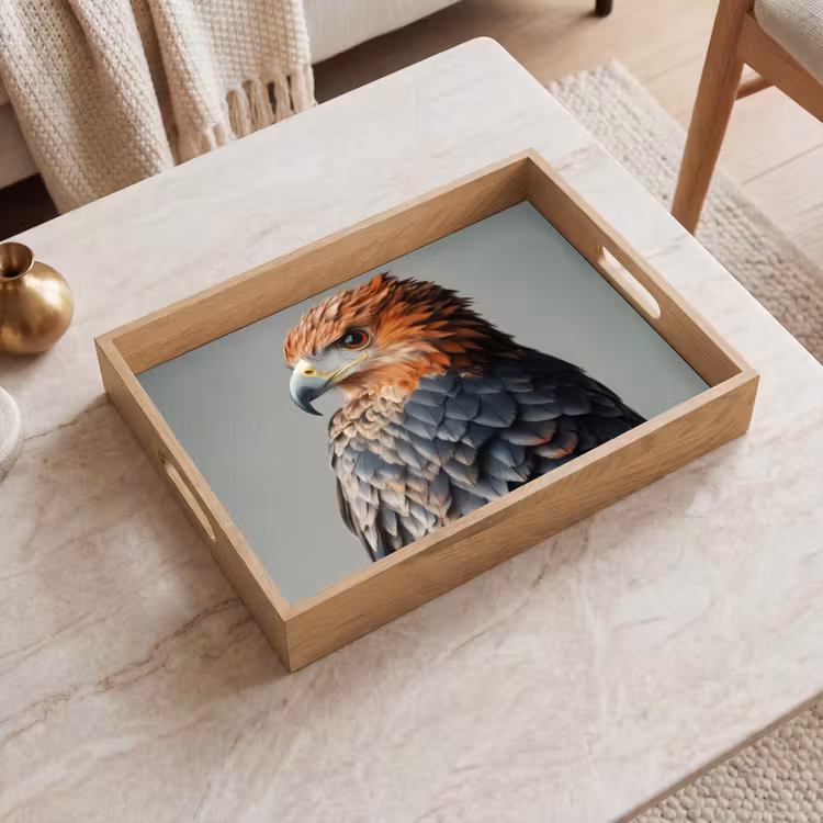 Dienblad - Vogel - Realistisch - Veren - Bruin — 2