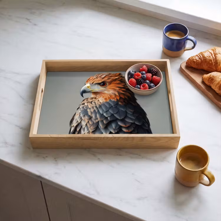 Dienblad - Vogel - Realistisch - Veren - Bruin — 3