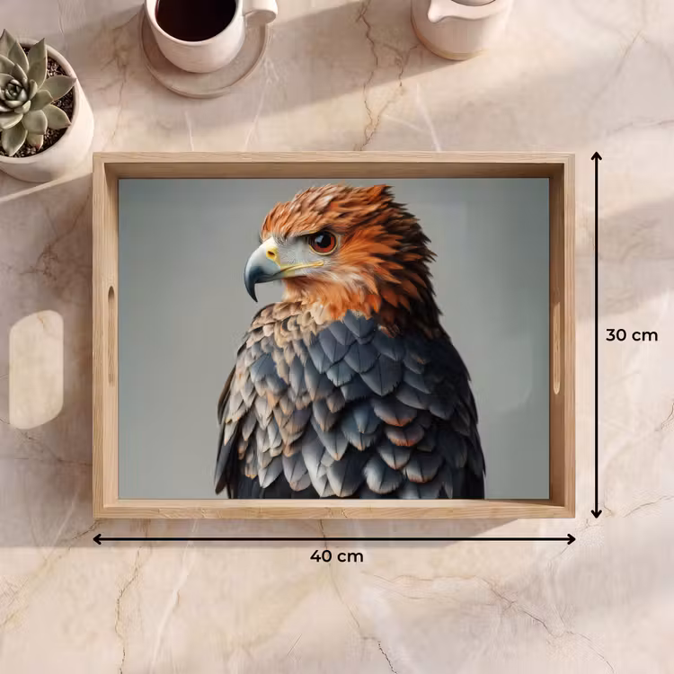 Dienblad - Vogel - Realistisch - Veren - Bruin — 7