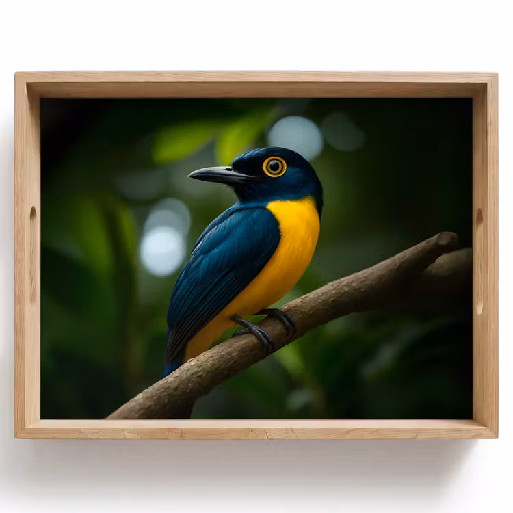 Dienblad - Vogel - Tak - Geel - Bladeren — 1