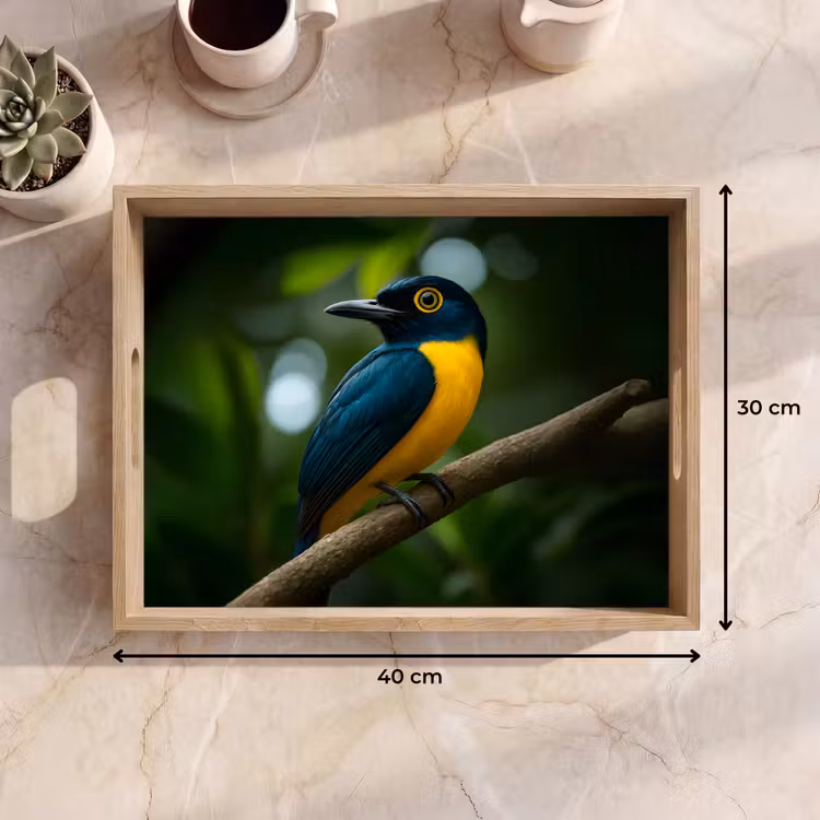 Dienblad - Vogel - Tak - Geel - Bladeren — 7