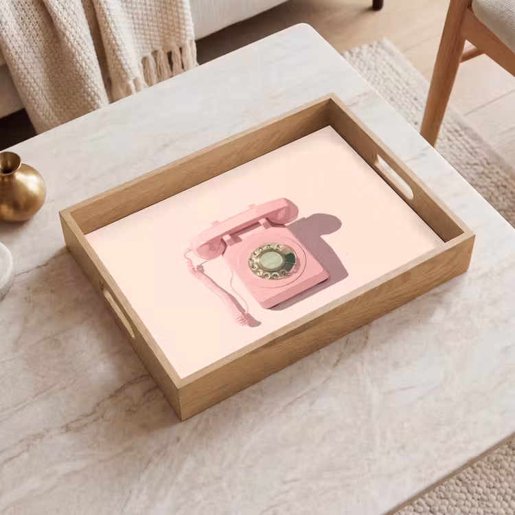 Dienblad - Draaischijftelefoon - Retro - Roze — 2