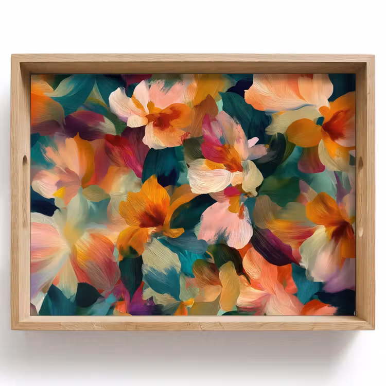 Dienblad - Harmonieus - Abstracte bloemen - Warme tinten — 1