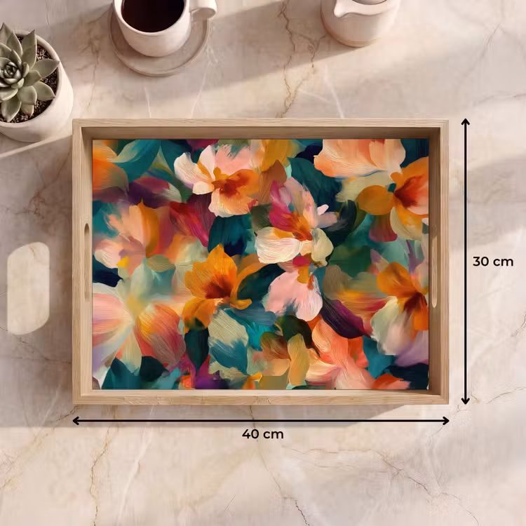 Dienblad - Harmonieus - Abstracte bloemen - Warme tinten — 7