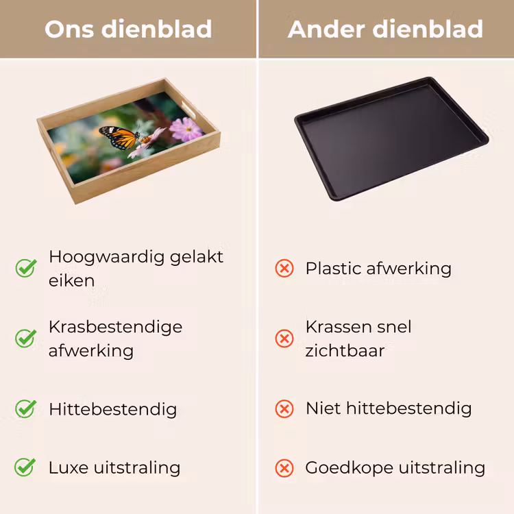 Dienblad - Roze bloemen - Vlinder - Zachte focus — 9