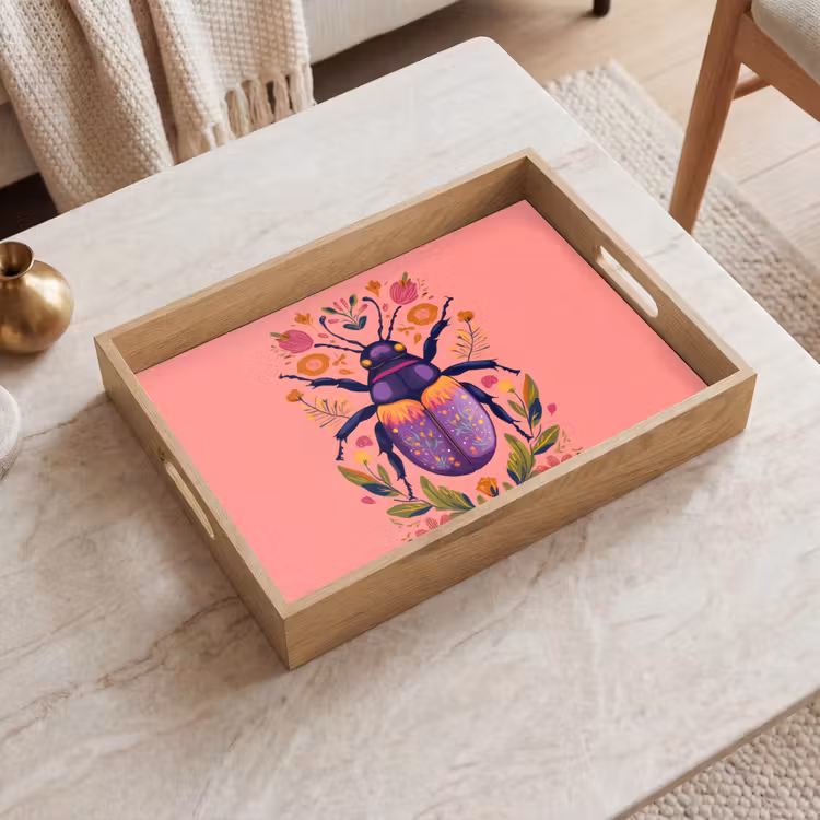 Dienblad - Paars - Kever - Stipjes - Bloemen — 2