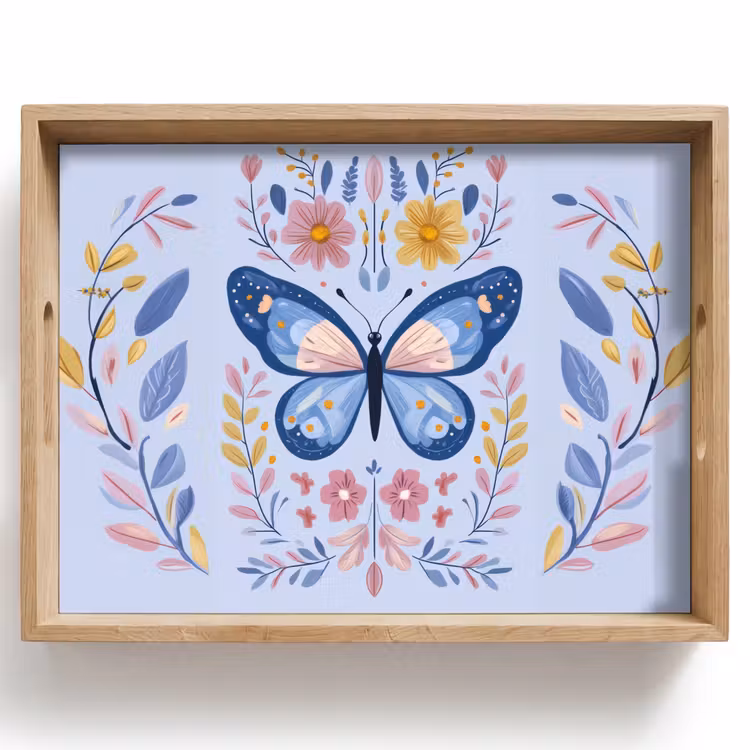 Dienblad - Vlinder - Lichtblauw - Sierlijk - Bloemen — 1