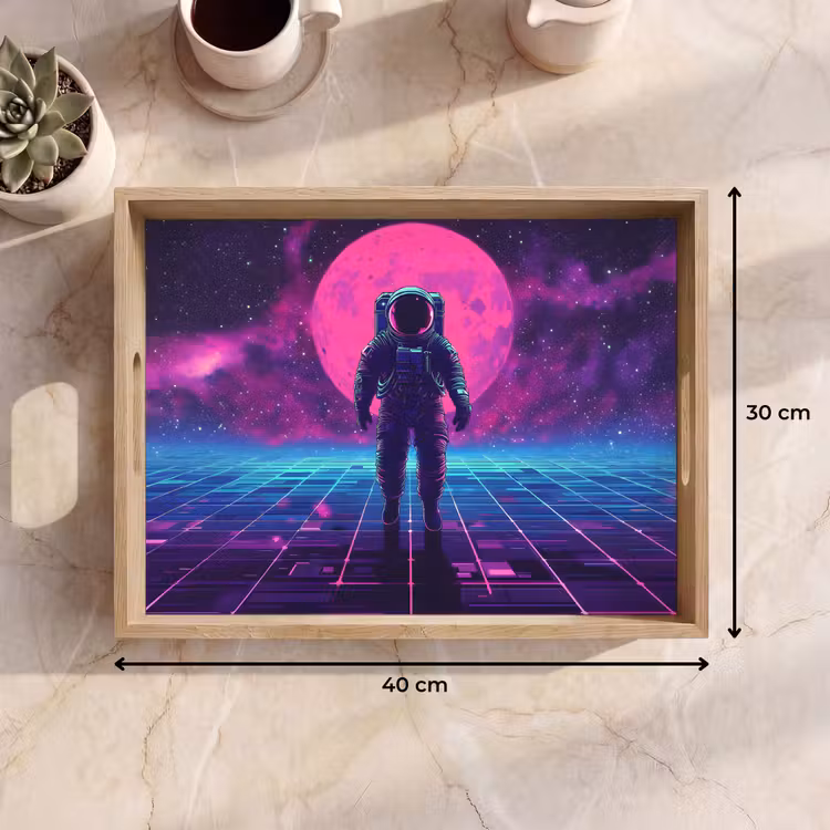Dienblad - Astronaut - Maan - Roze - Sterrennevels — 7