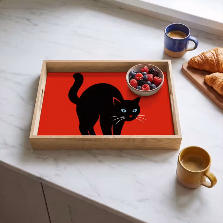 Dienblad - Kat - Zwart - Staart — 3