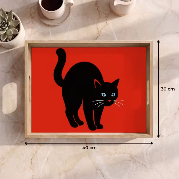 Dienblad - Kat - Zwart - Staart — 7