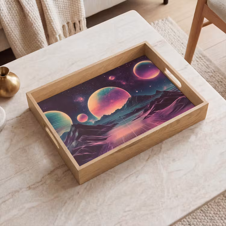 Dienblad - Landschap - Planeten - Horizon - Paars — 2