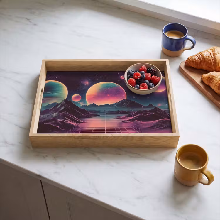 Dienblad - Landschap - Planeten - Horizon - Paars — 3