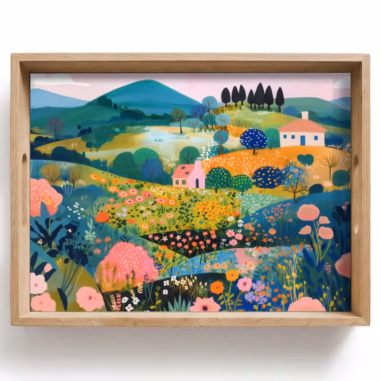 Dienblad - Heuvellandschap - Fantasierijk - Kleurcontrasten — 1