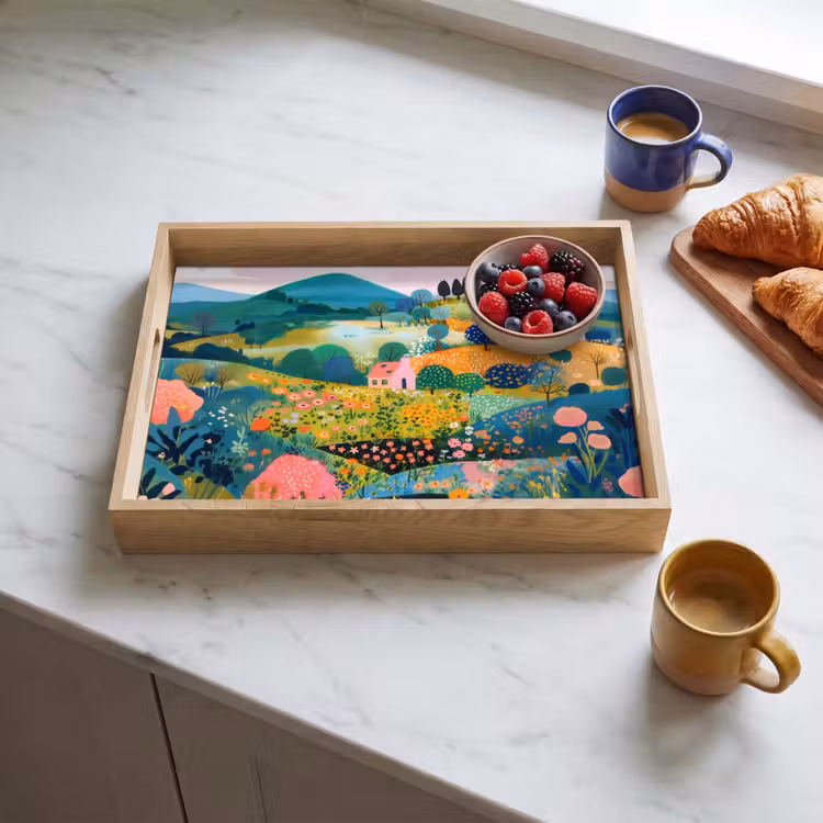Dienblad - Heuvellandschap - Fantasierijk - Kleurcontrasten — 3