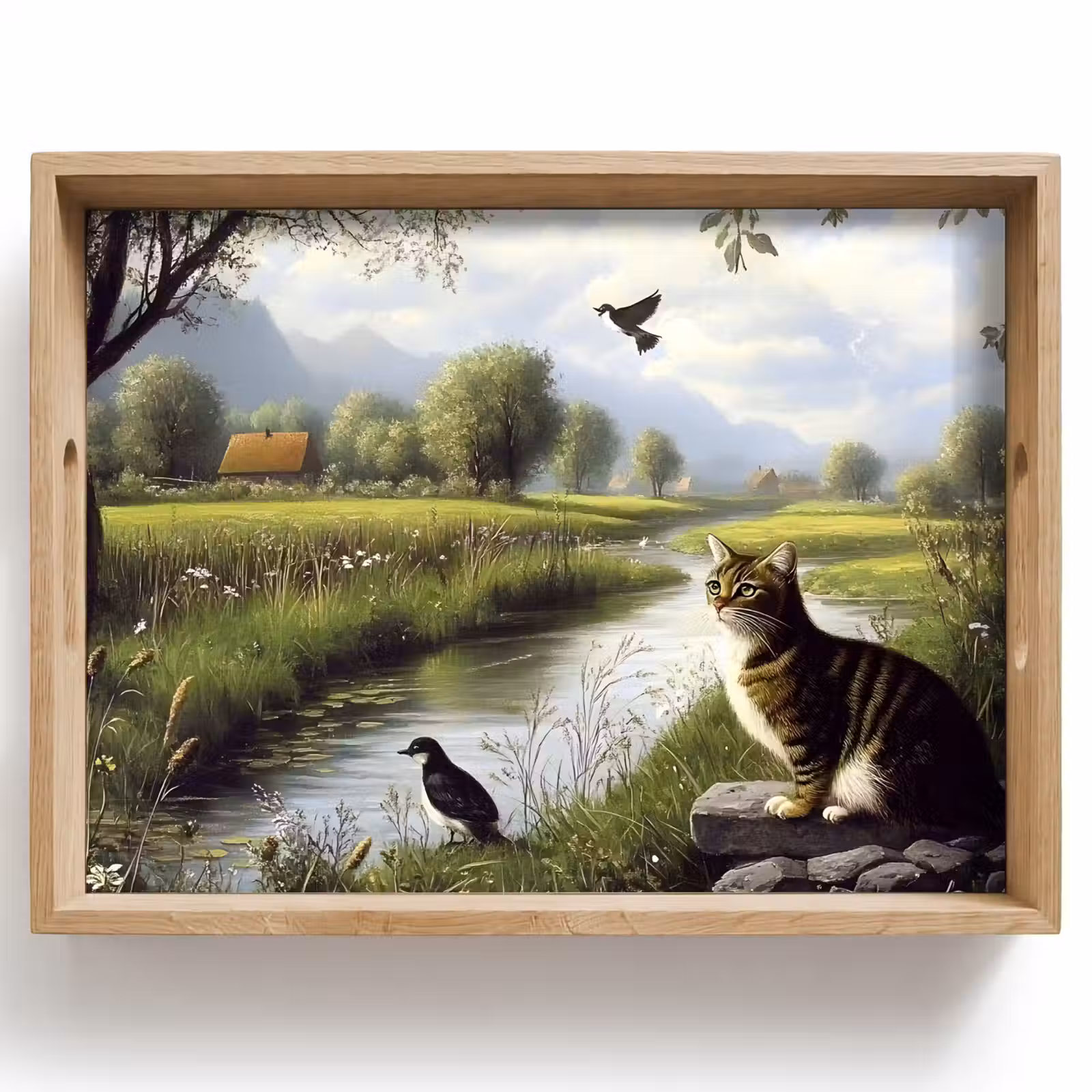 Dienblad - Kat - Beekje - Weide — 1