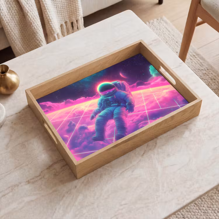 Dienblad - Astronaut - Neon - Roze - Wolken — 2