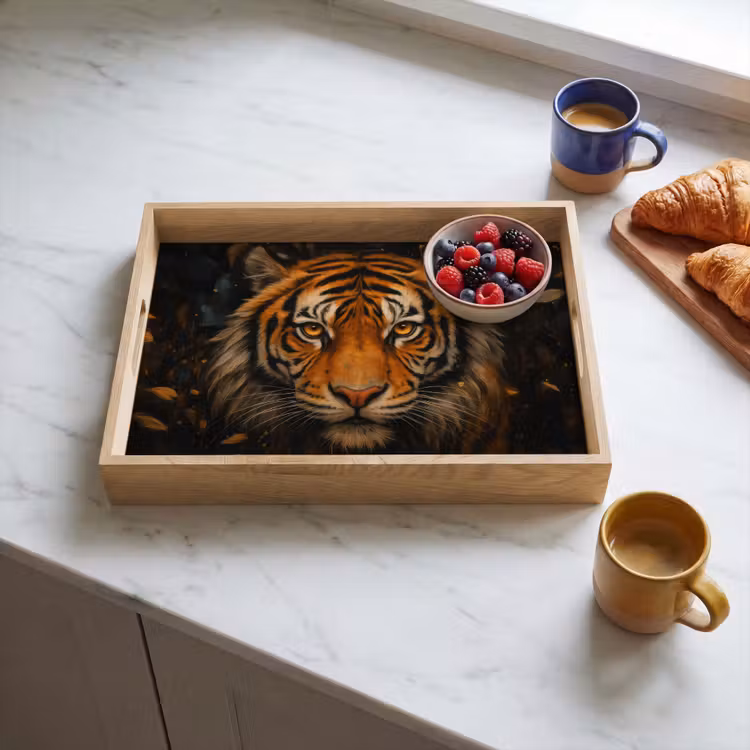 Dienblad - Bladeren - Tijger - Oranje — 3