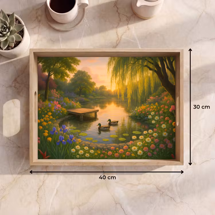 Dienblad - Eenden - Vijver - Bloemen — 7