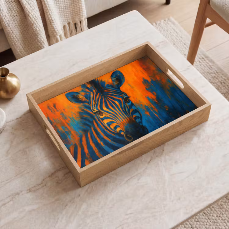 Dienblad - Zebra - Abstract - Blauw — 2
