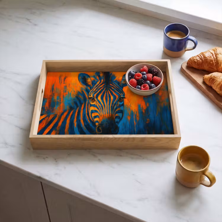 Dienblad - Zebra - Abstract - Blauw — 3