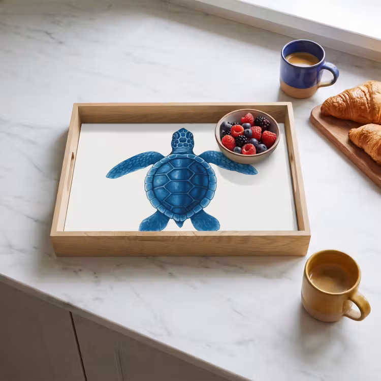 Dienblad - Schildpad - Blauw - Schild — 3