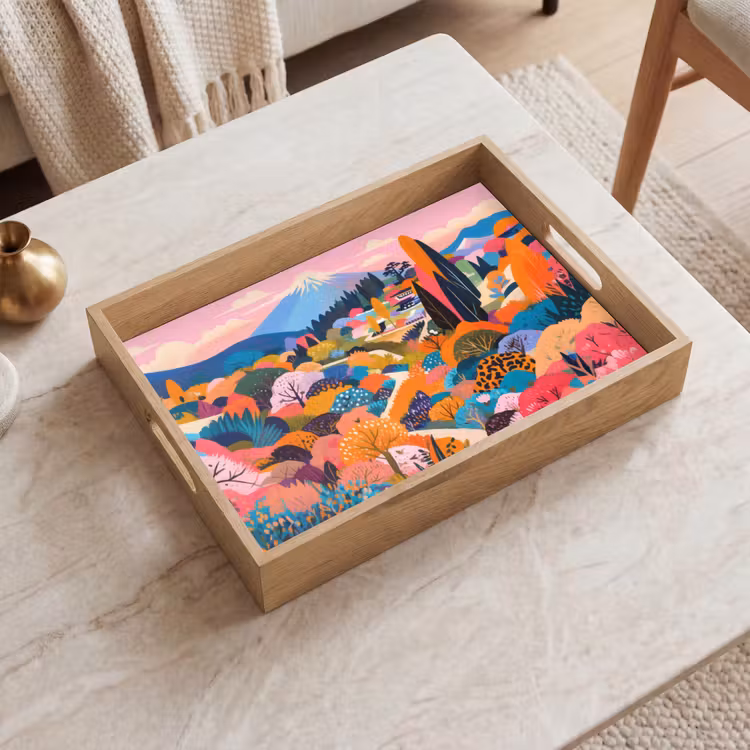 Dienblad - Witte bergtop - Modern - Kleurrijk — 2