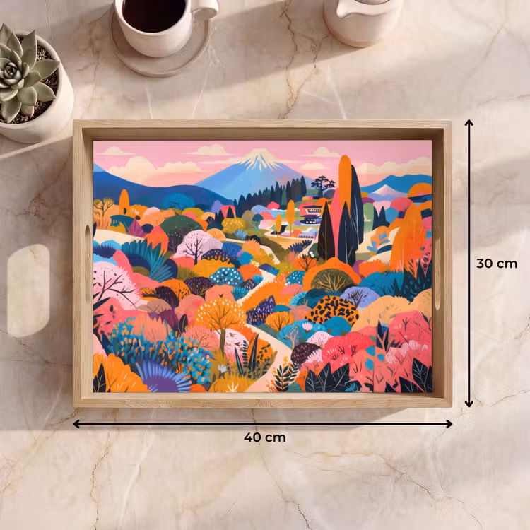 Dienblad - Witte bergtop - Modern - Kleurrijk — 7