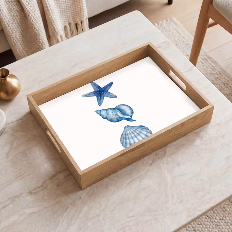 Dienblad - Zeester - Schelpen - Blauw — 2