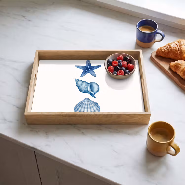 Dienblad - Zeester - Schelpen - Blauw — 3