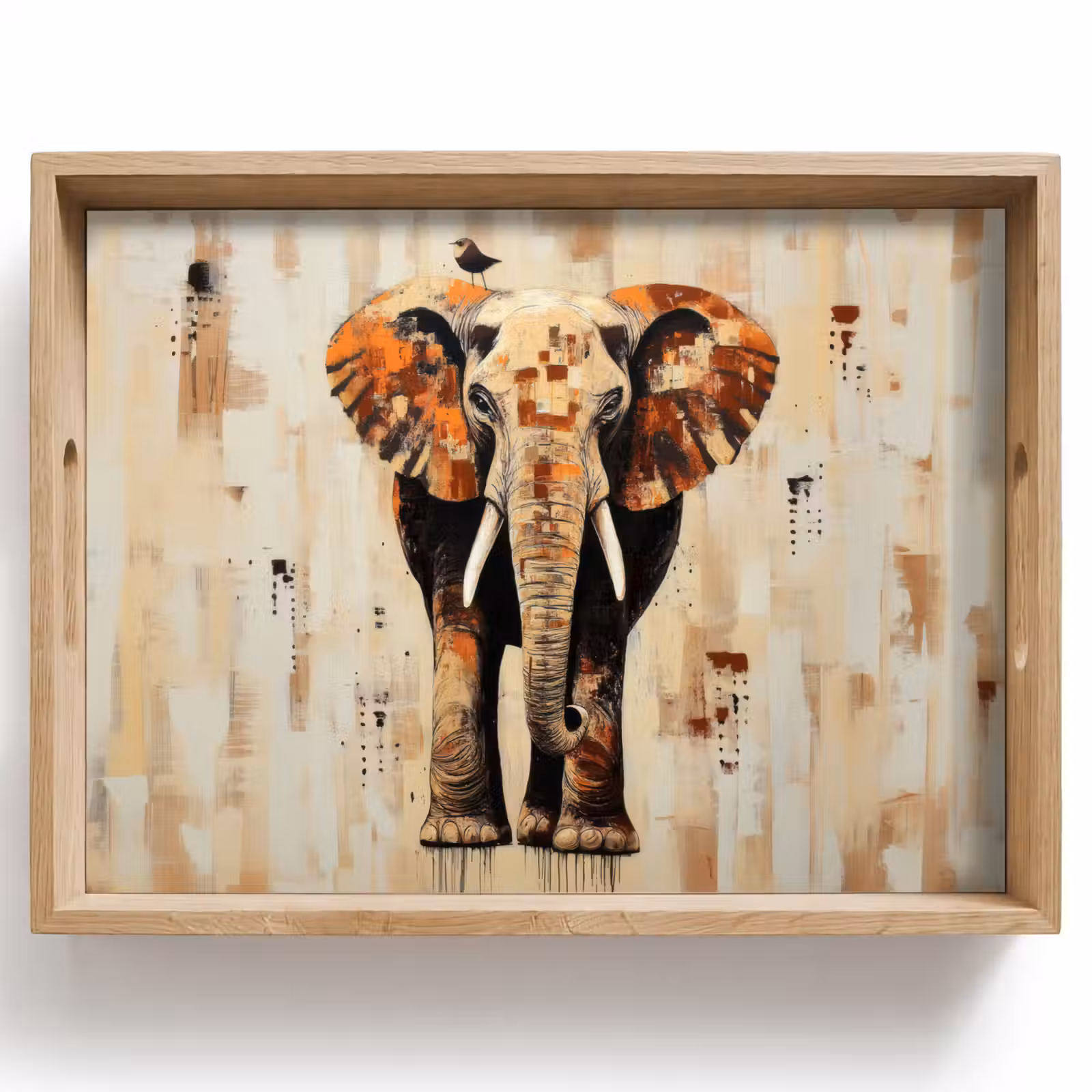 Dienblad - Olifant - Slurf - Mozaïek - Abstract — 1