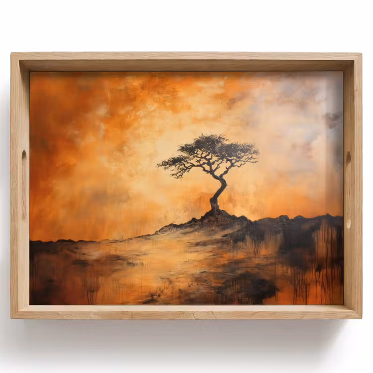 Dienblad - Boom - Landschap - Oranje — 1